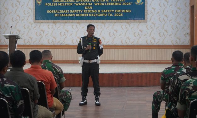 Korem 042/Gapu Gelar Sosialisasi Ops Gaktib dan Ops Yustisi “Waspada Wira Lembing TA 2025” serta Safety Riding & Safety Driving