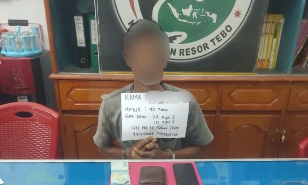 Polres Tebo Tangkap Bandar Sabu di Teluk Pandak, Barang Bukti 9,30 Gram Diamankan