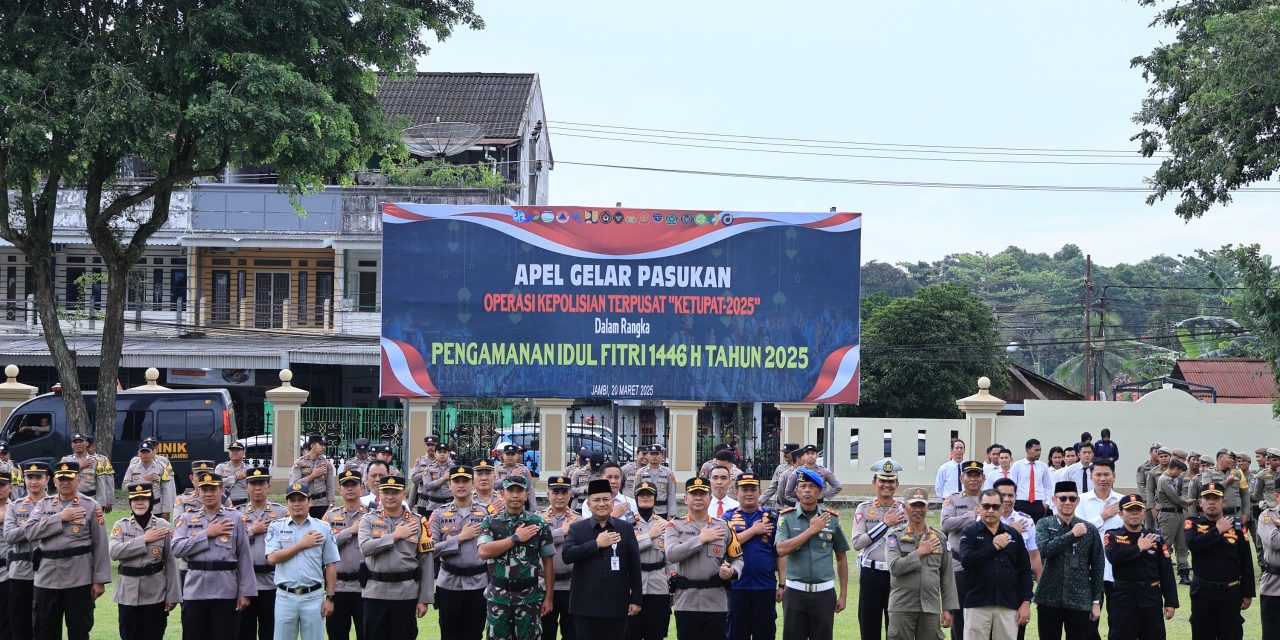 Bersama Wujudkan Mudik Aman Keluarga Nyaman, Polresta Jambi Gelar Apel Pasukan Ops Ketupat 2025.