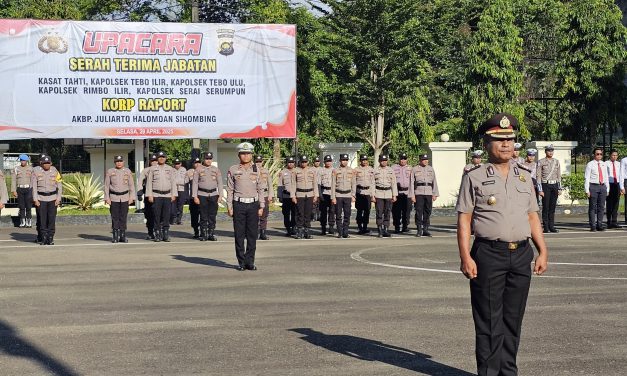 Kapolres Tebo Pimpin Serah Terima Jabatan dan Korp Raport Kenaikan Pangkat di Polres Tebo