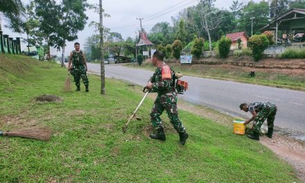 Koramil 420-02/Muara Limun Gelar Aksi Bersih Pangkalan di Pos Ramil Singkut Wujud Nyata Kepedulian Lingkungan dan Pembinaan Internal Prajurit