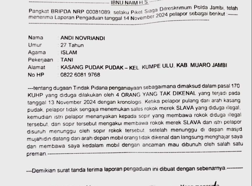 Hukum Tumpul ke Atas: Petani Dianiaya Preman, Laporan Mangkrak 5 Bulan di Polda Jambi