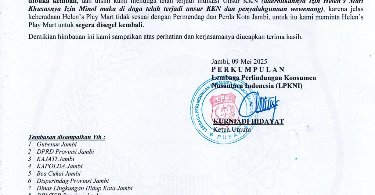 Diduga Langgar Perda dan Terindikasi KKN, LPKNI Desak Penutupan Kembali Helen’s Play Mart