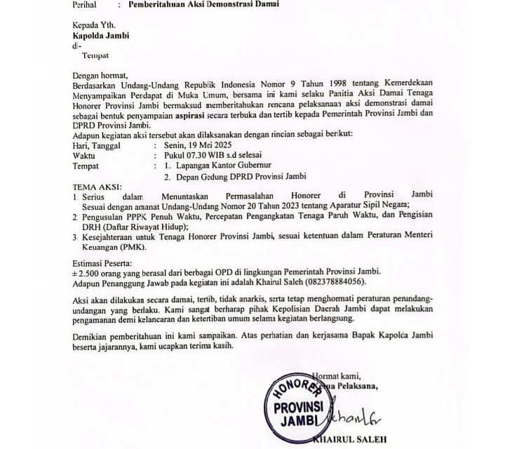 Honorer Provinsi Jambi Tuntut Status PPPK dan Gaji Sesuai UMP