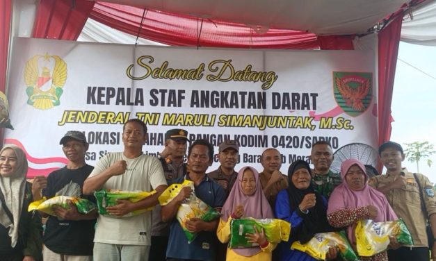 Kodim 0420/Sarko Sukses Laksanakan Vicon Kunker KASAD di Lokasi Ketahanan Pangan Desa Simpang Limbur