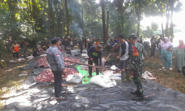 Babinsa Pantau Penyembelihan Hewan Kurban Di Desa Binaan.