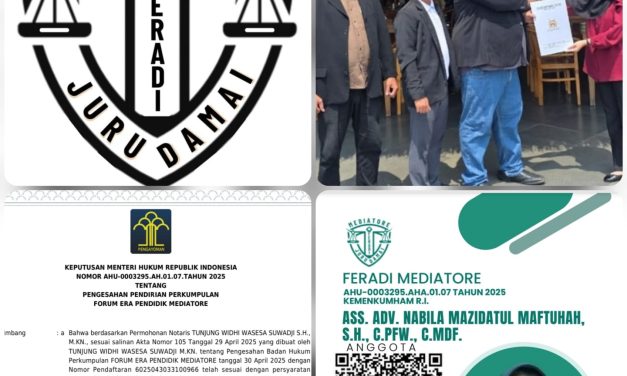 FERADI MEDIATORE Resmi Terdaftar Kemenkumham: Donny Bangun Gerakan Perdamaian Lewat Mediasi