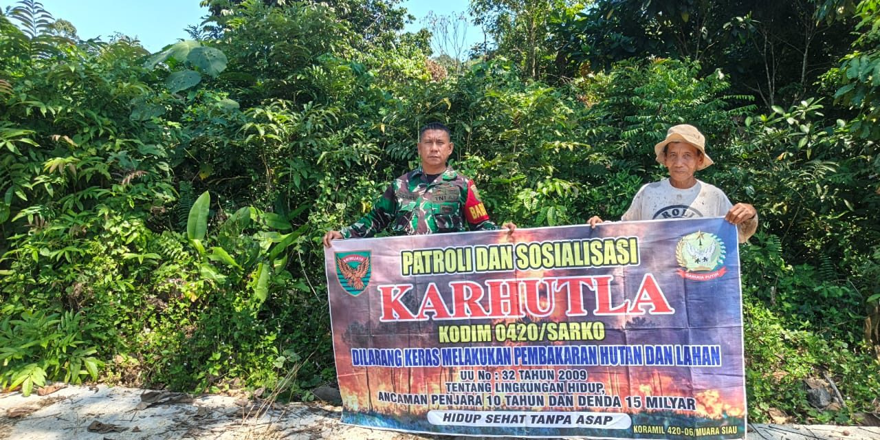 Cegah Karhutla, Babinsa Gelar Patroli dan Sosialisasi di Sekancing Ulu