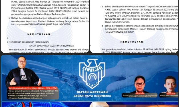 KAWAN JARI dan Kawan Jari Grup Resmi Terdaftar di Kemenkumham RI: Wadah Wartawan dan Jurnalis Profesional Berbasis Hukum