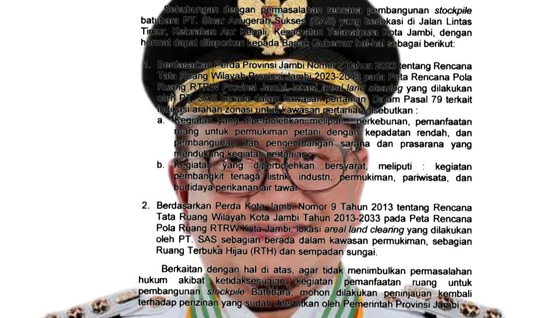 Izin PT. SAS Jadi Misteri: Publik Pertanyakan Hilangnya Tindak Lanjut Surat PJ. Walikota Jambi