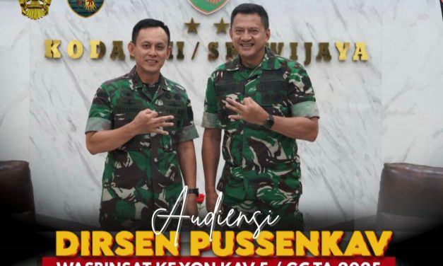 Pangdam II/Sriwijaya Terima Kunjungan Dirsen Pussenkav Bahas Rencana Pengawasan di Yonkav 5/GC