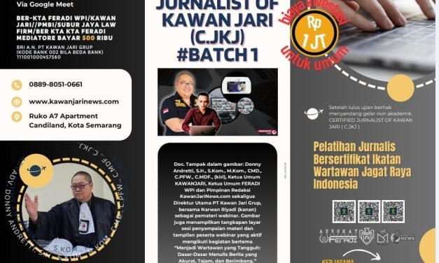 Pelatihan Wartawan Bersertifikat Profesional Digelar Ikatan Wartawan Jagat Raya Indonesia Bekerja Sama dengan PT Kawan Jari Grup