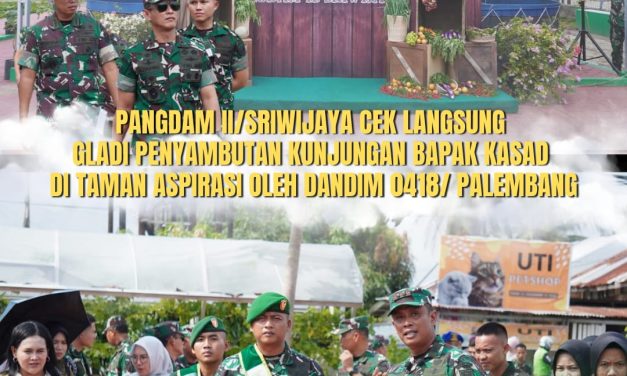 Dandim Palembang Dampingi Pangdam II/Sriwijaya Cek Kesiapan Taman Aspirasi Sambut Kunjungan Kasad