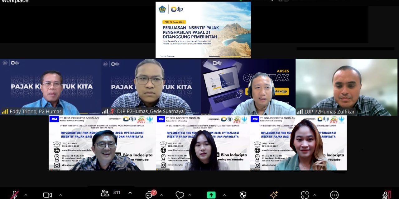 PT. Bina Indocipta Andalan Gelar Webinar Implementasi PMK Nomor 72 Tahun 2025: Optimalisasi Insentif Pajak bagi Sektor Industri dan Pariwisata