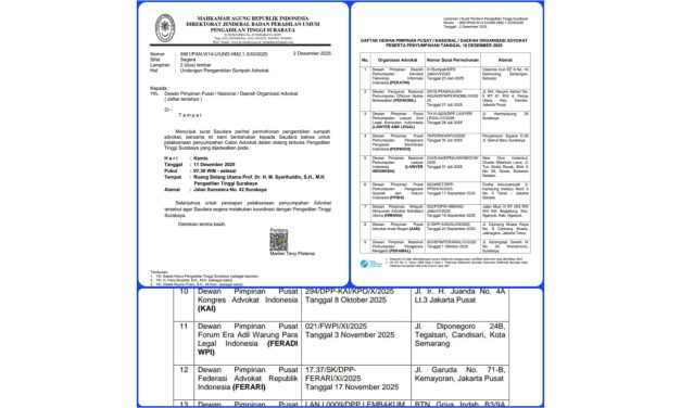 Feradi WPI Salah Satu Organisasi Advokat Yang Mendapat Undangan Resmi Penyumpahan Advokat Oleh Pengadilan Tinggi Surabaya