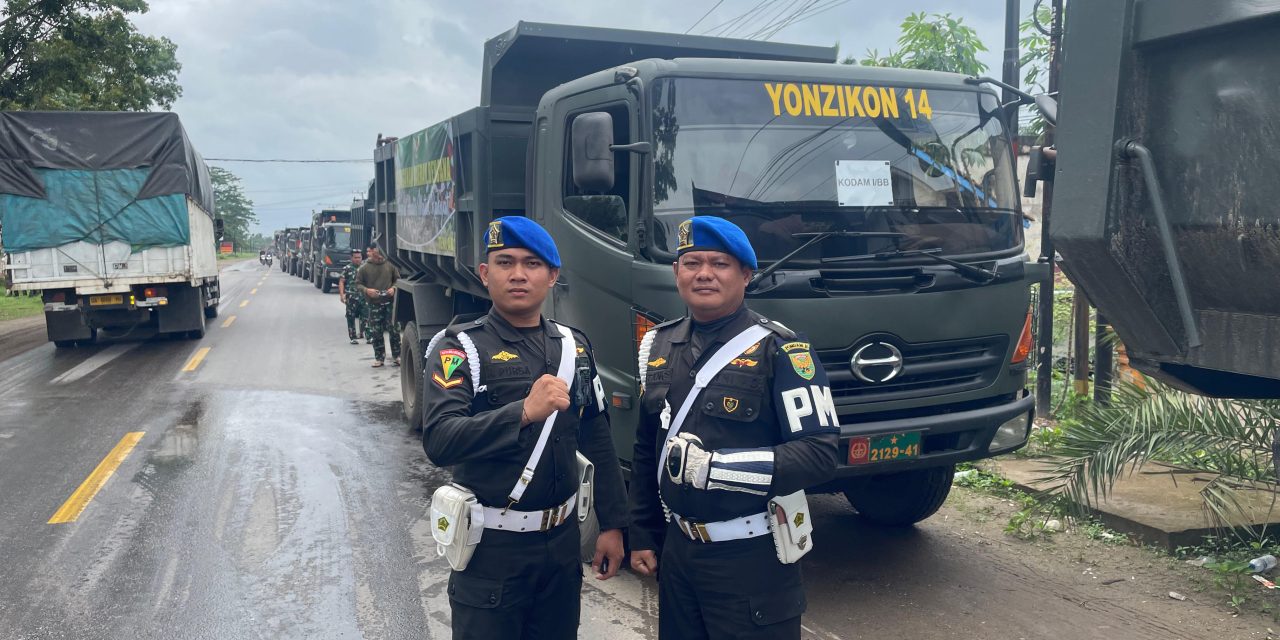 Denpom II/2 Jambi Pastikan Konvoi Sermat Penanggulangan Bencana Sumatra Melaju Aman