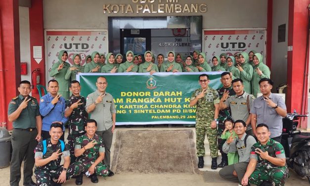 Persit KCK Cabang I Sinteldam PD II/Sriwijaya Gelar Aksi Donor Darah Peringati HUT ke-80