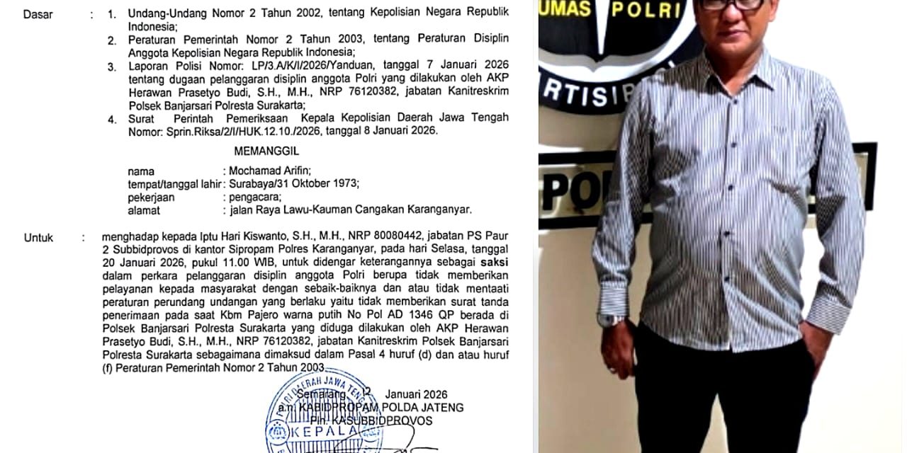 Kasus Dugaan Pelanggaran Etik AKP H Kanit Reskrim Polsek Banjarsari Memasuki Tahap Pemeriksaan Saksi