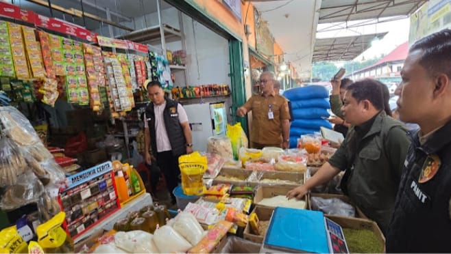 Satgas Ditreskrimsus Polda Jambi cek bapok di Pasar Angso Duo jelang Ramadan