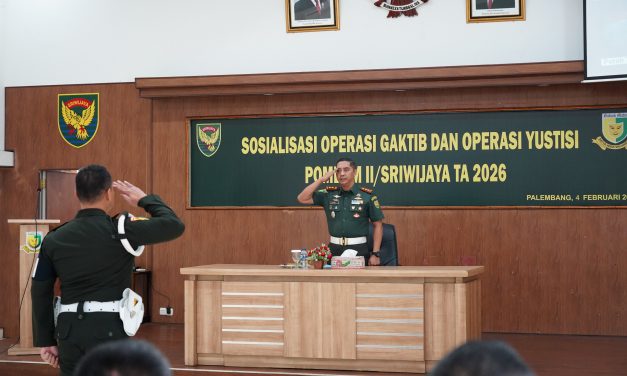 Perkuat Disiplin Prajurit dan PNS Jajaran Kodam II/Swj, Pomdam II/Sriwijaya Gelar Sosialisasi Ops Gaktib dan Yustisi TA. 2026