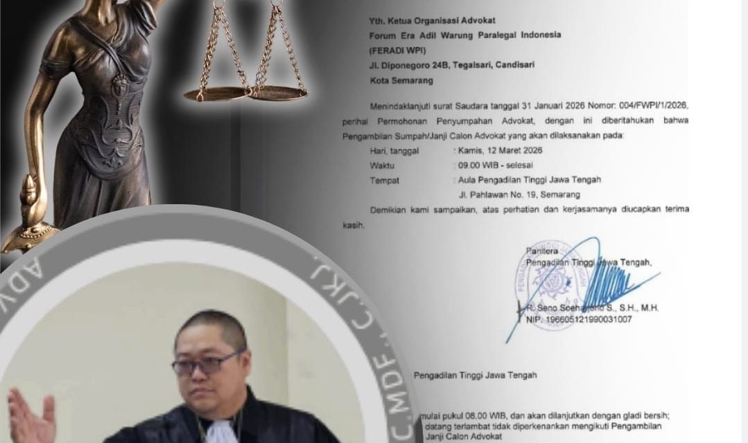 Ketum FERADI WPI Donny Andretti Tekankan Integritas Advokat Jelang Sumpah Advokat Di Pengadilan Tinggi Jawa Tengah