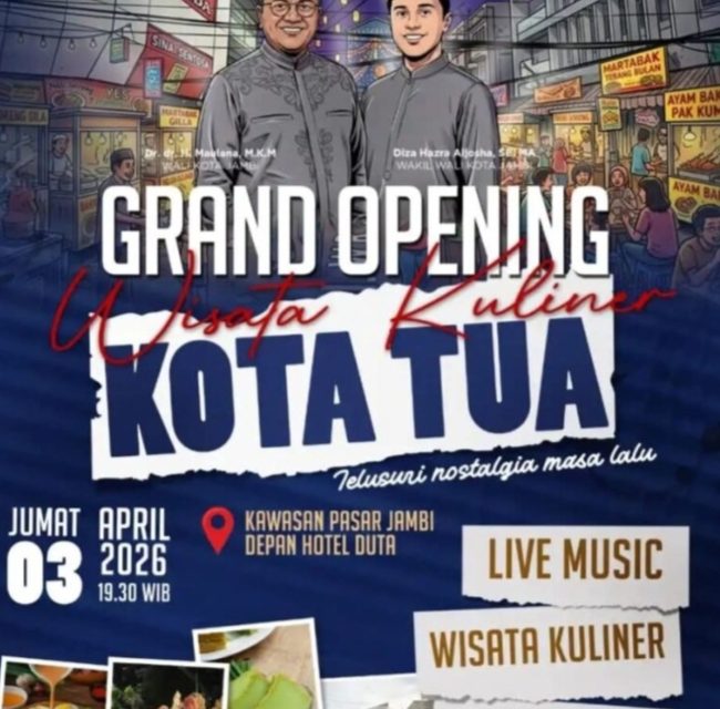 Pemkot Jambi Resmikan Wisata Kuliner Kota Tua, Ruang Baru UMKM Dan Destinasi Wisata Malam