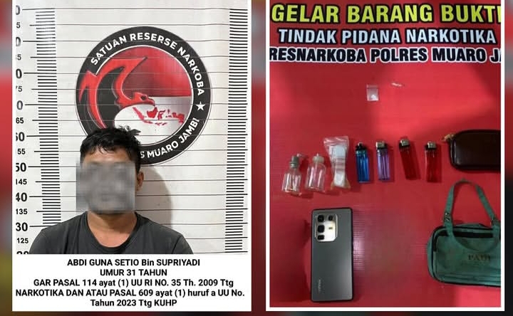 Satresnarkoba Polres Muaro Jambi Tangkap Pria Terkait Penyalahgunaan Sabu Di Maro Sebo