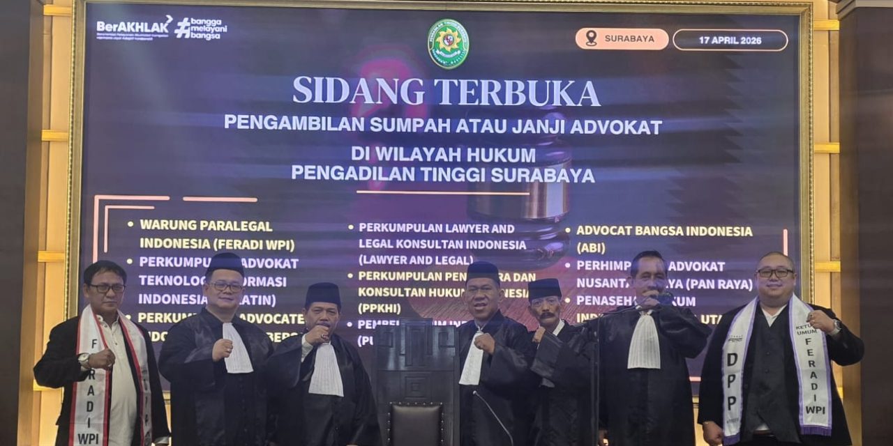 Lima Advokat Feradi WPI Resmi Disumpah Di Pengadilan Tinggi Surabaya