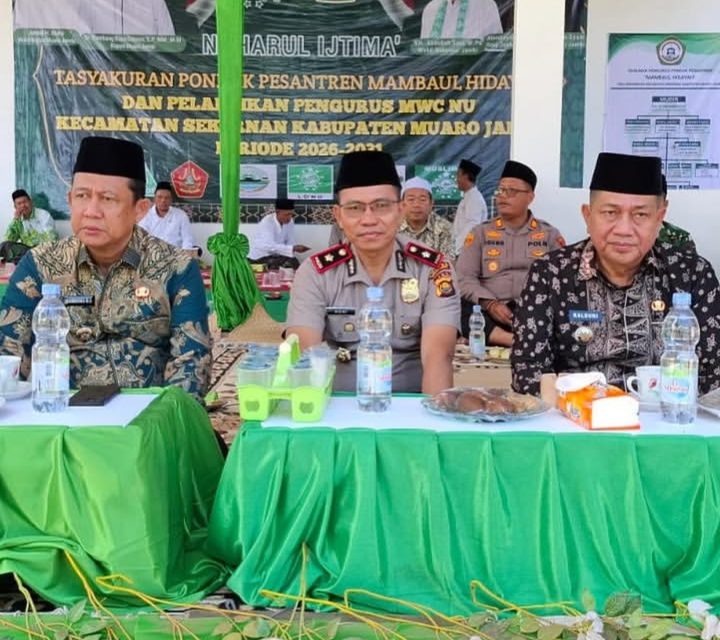 Wakapolres Muaro Jambi Hadiri Tasyakuran Ponpes Dan Pelantikan Pengurus MWCNU Sekernan
