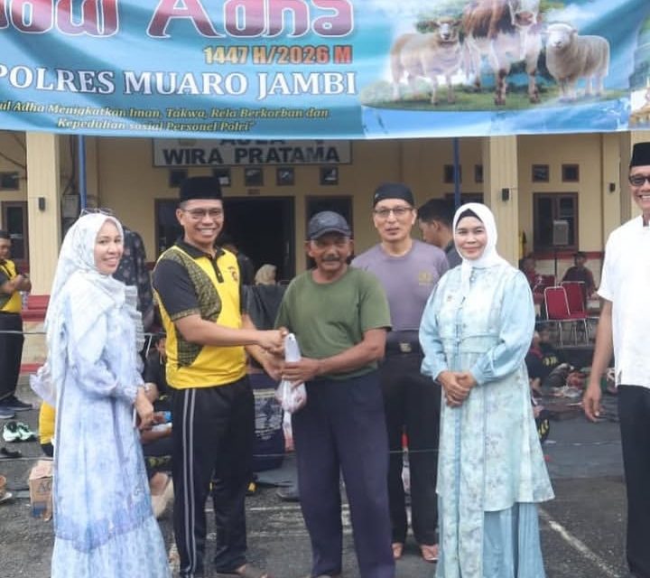 Polres Muaro Jambi Tebar Kepedulian Lewat Enam Ekor Sapi Qurban, Pererat Silaturahmi Dengan Masyarakat