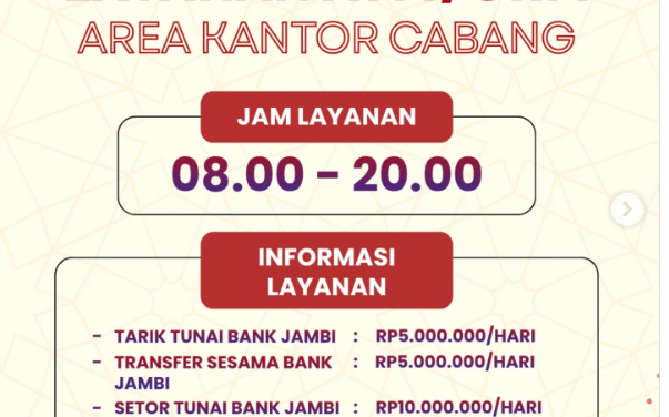 Bank Jambi Perbarui Layanan ATM Dan CRM, Jam Operasional Dan Limit Transaksi Disesuaikan