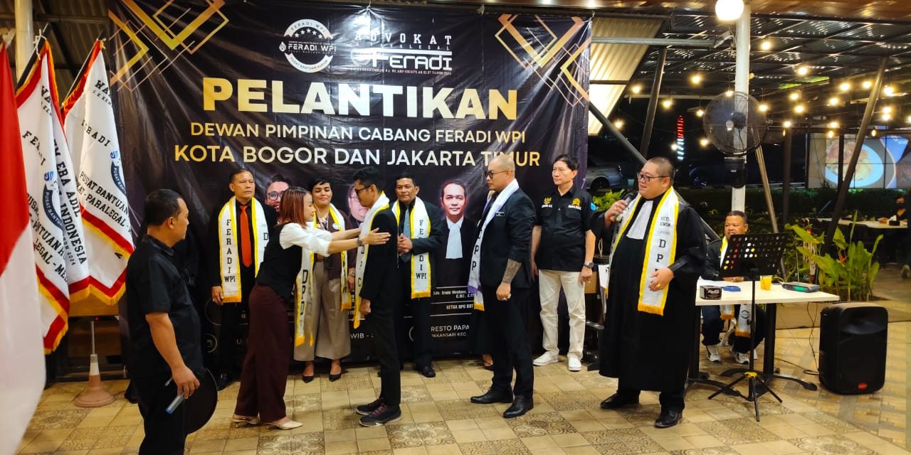 Pengurus DPC FERADI WPI Jakarta Timur Dilantik, Waketum Bianca Kalungkan Slempang Kepada Ketua Zainil Yasni