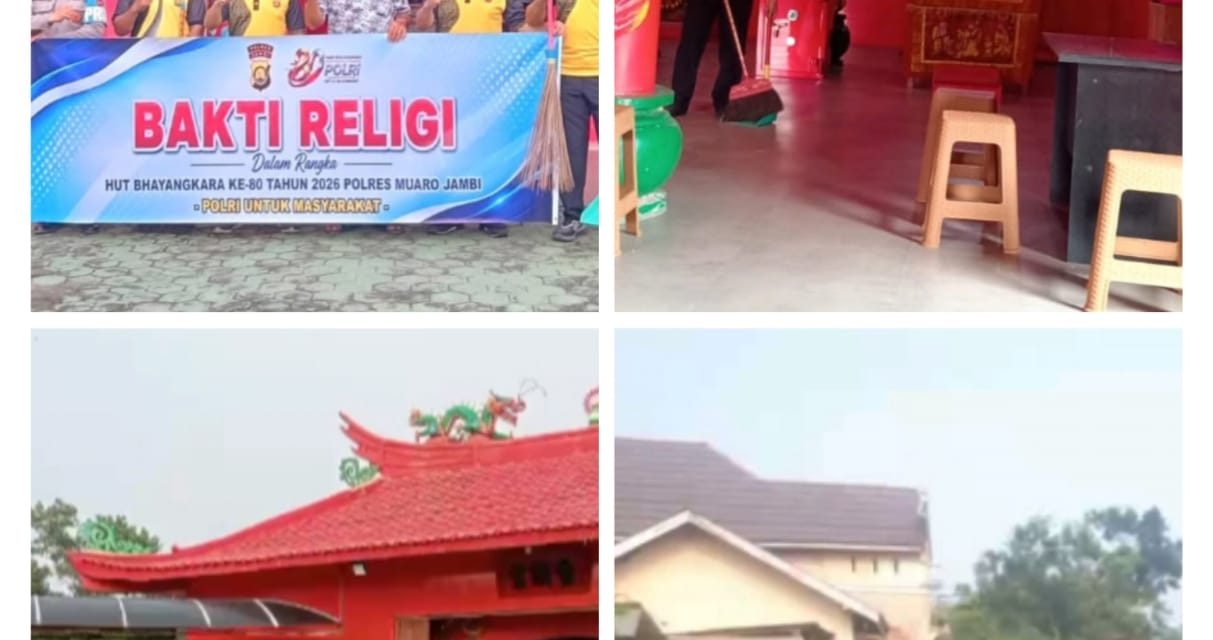 Sambut Hari Bhayangkara Ke-80, Polsek Mestong Gelar Bakti Religi Di Klenteng Liang Hiang