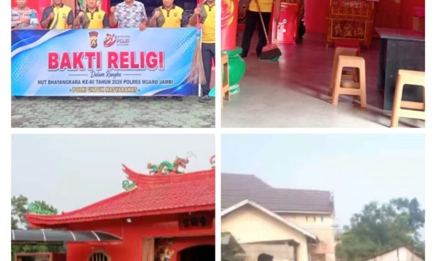 Sambut Hari Bhayangkara Ke-80, Polsek Mestong Gelar Bakti Religi Di Klenteng Liang Hiang
