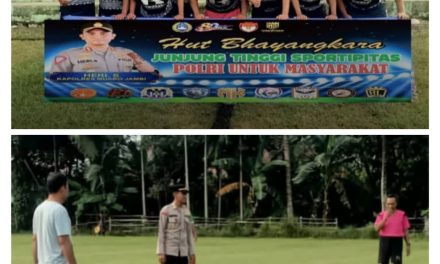 Sambut Hari Bhayangkara Ke-80, Kapolsek Kumpeh Ilir Buka Turnamen Sepak Bola Di Desa Pudak