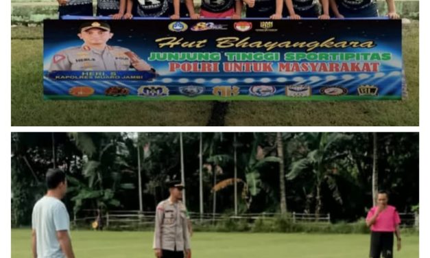 Sambut Hari Bhayangkara Ke-80, Kapolsek Kumpeh Ilir Buka Turnamen Sepak Bola Di Desa Pudak