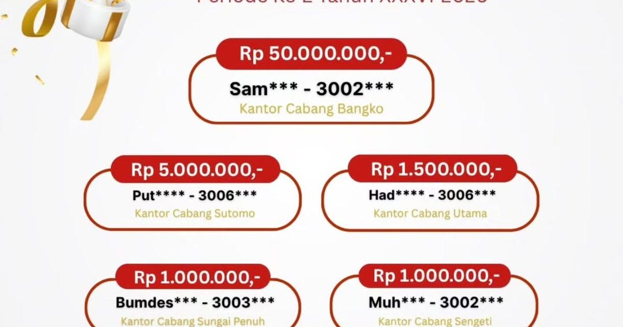 Bank Jambi Apresiasi Nasabah Melalui Undian Simpeda Nasional 2026, Hadiah Miliaran Rupiah Jadi Daya Tarik