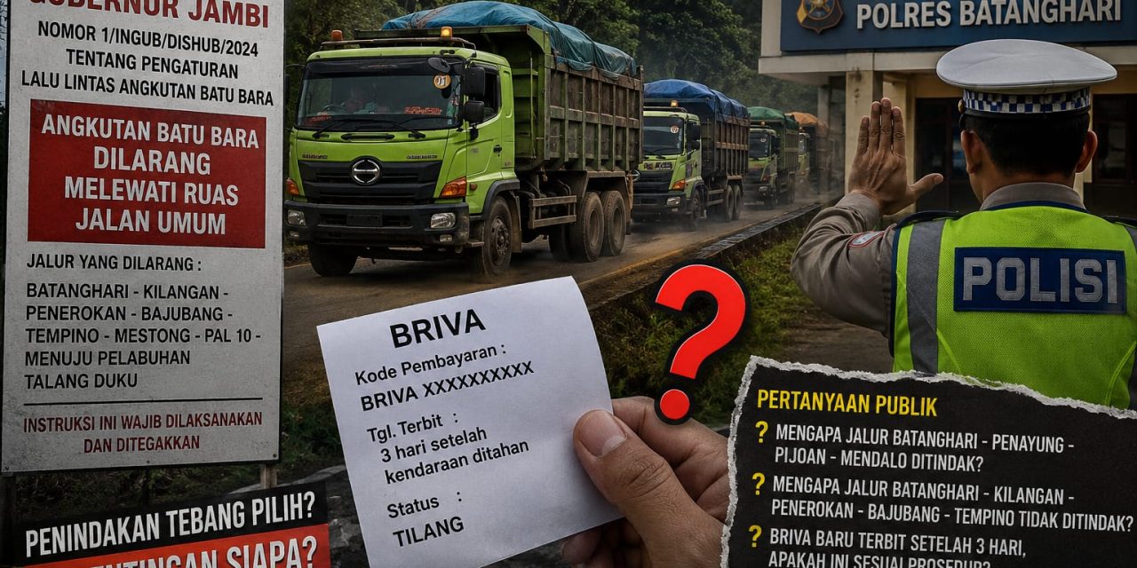 BRIVA Terbit Setelah Tiga Hari, Publik Pertanyakan Pengawasan Propam Polda Jambi Dan Konsistensi Penindakan Angkutan Batu Bara Di Batanghari