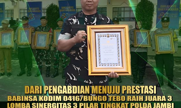 Babinsa Kodim 0416/Bungo Tebo Ukir Prestasi, Raih Juara 3 Lomba Sinergitas 3 Pilar Tingkat Polda Jambi