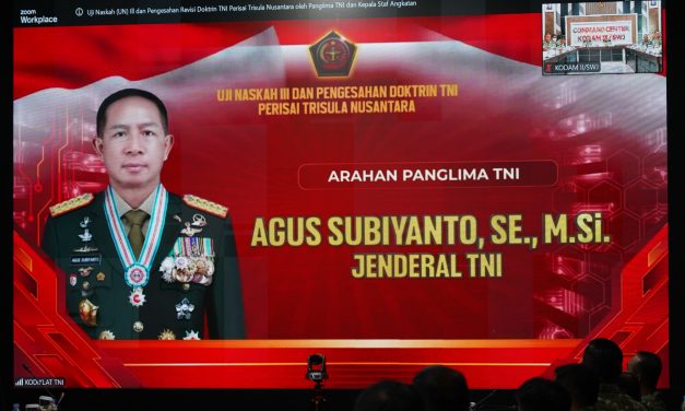 Pangdam II/Swj Hadiri Uji Naskah III dan Pengesahan Doktrin TNI Perisai Trisula Nusantara Secara Vicon