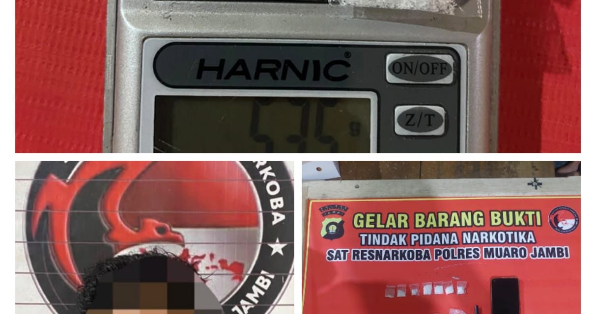 Polres Muaro Jambi Kembali Gagalkan Peredaran Sabu, Pengedar Ditangkap Di Kumpeh Ulu