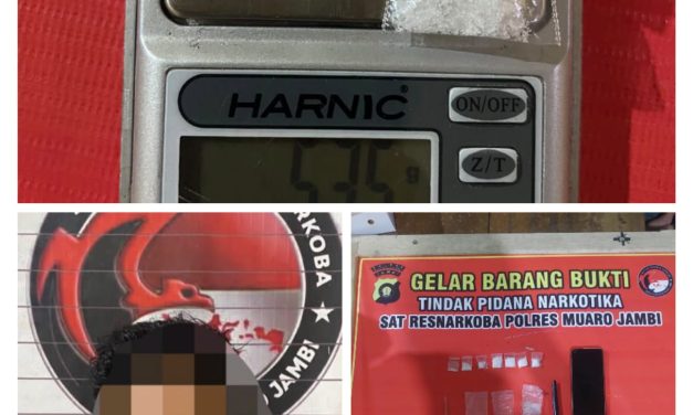 Polres Muaro Jambi Kembali Gagalkan Peredaran Sabu, Pengedar Ditangkap Di Kumpeh Ulu