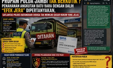 Penahanan Angkutan Batu Bara Dengan Dalih “Efek Jera” Dipertanyakan, Propam Polda Jambi Didesak Lakukan Klarifikasi