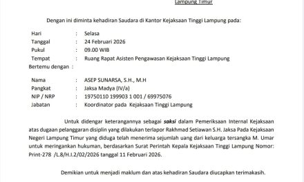 Siti Khotijah Pertanyakan Tindak Lanjut Laporan Dugaan Pelanggaran Oknum Jaksa Di Kejati Lampung