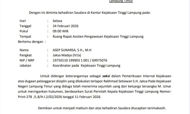 Siti Khotijah Pertanyakan Tindak Lanjut Laporan Dugaan Pelanggaran Oknum Jaksa Di Kejati Lampung