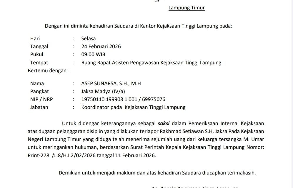 Siti Khotijah Pertanyakan Tindak Lanjut Laporan Dugaan Pelanggaran Oknum Jaksa Di Kejati Lampung