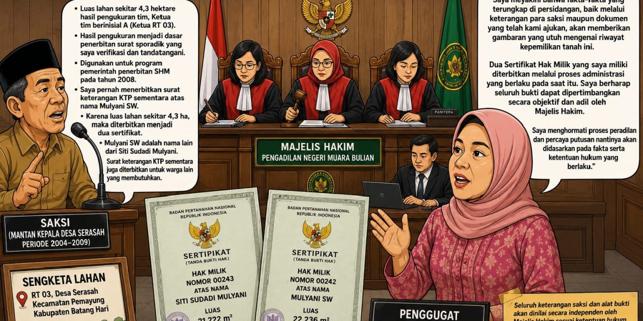 Sidang Sengketa Lahan Desa Serasah Ungkap Rangkaian Proses Terbitnya Dua Sertifikat Hak Milik