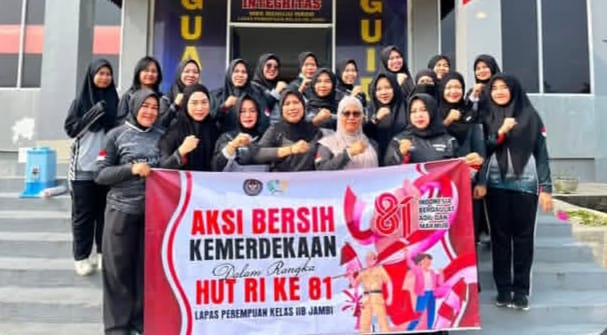 Sambut HUT Ke-81 Kemerdekaan RI, Lapas Perempuan Jambi Gelar Aksi Bersih-Bersih Lingkungan