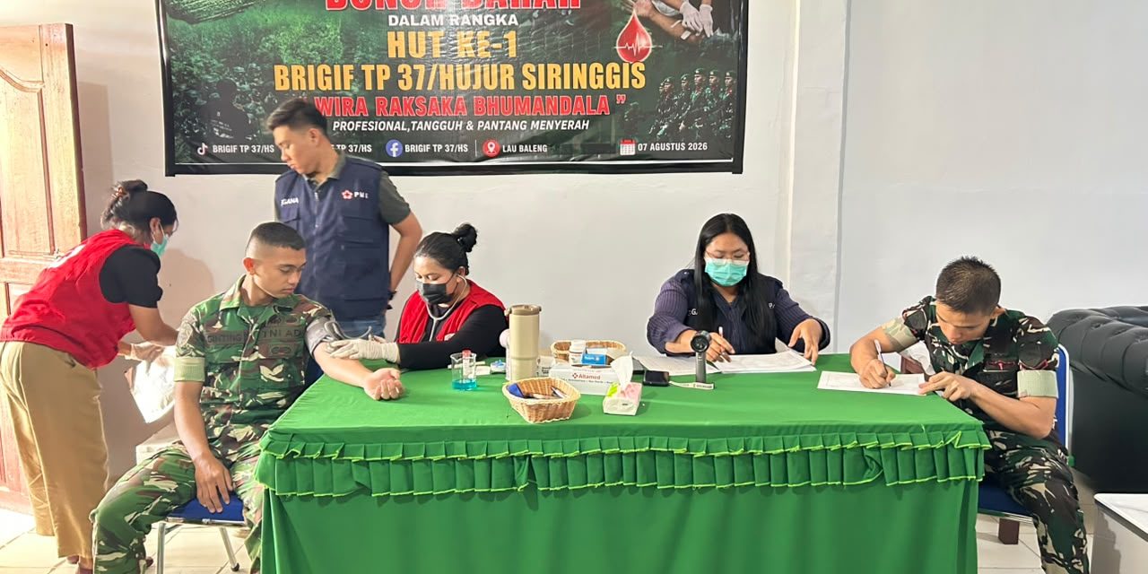 HUT Ke-1 Brigif TP 37/HS, Tebar Kepedulian Lewat Donor Darah