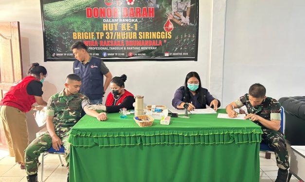 HUT Ke-1 Brigif TP 37/HS, Tebar Kepedulian Lewat Donor Darah